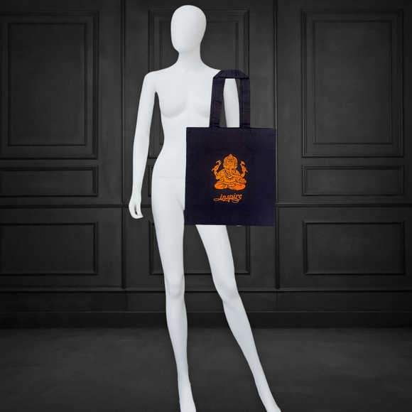 Canvas Tote bag NWT inspire yoga meditation hindu indie navy blue ECO-friendly - Picture 2 of 2